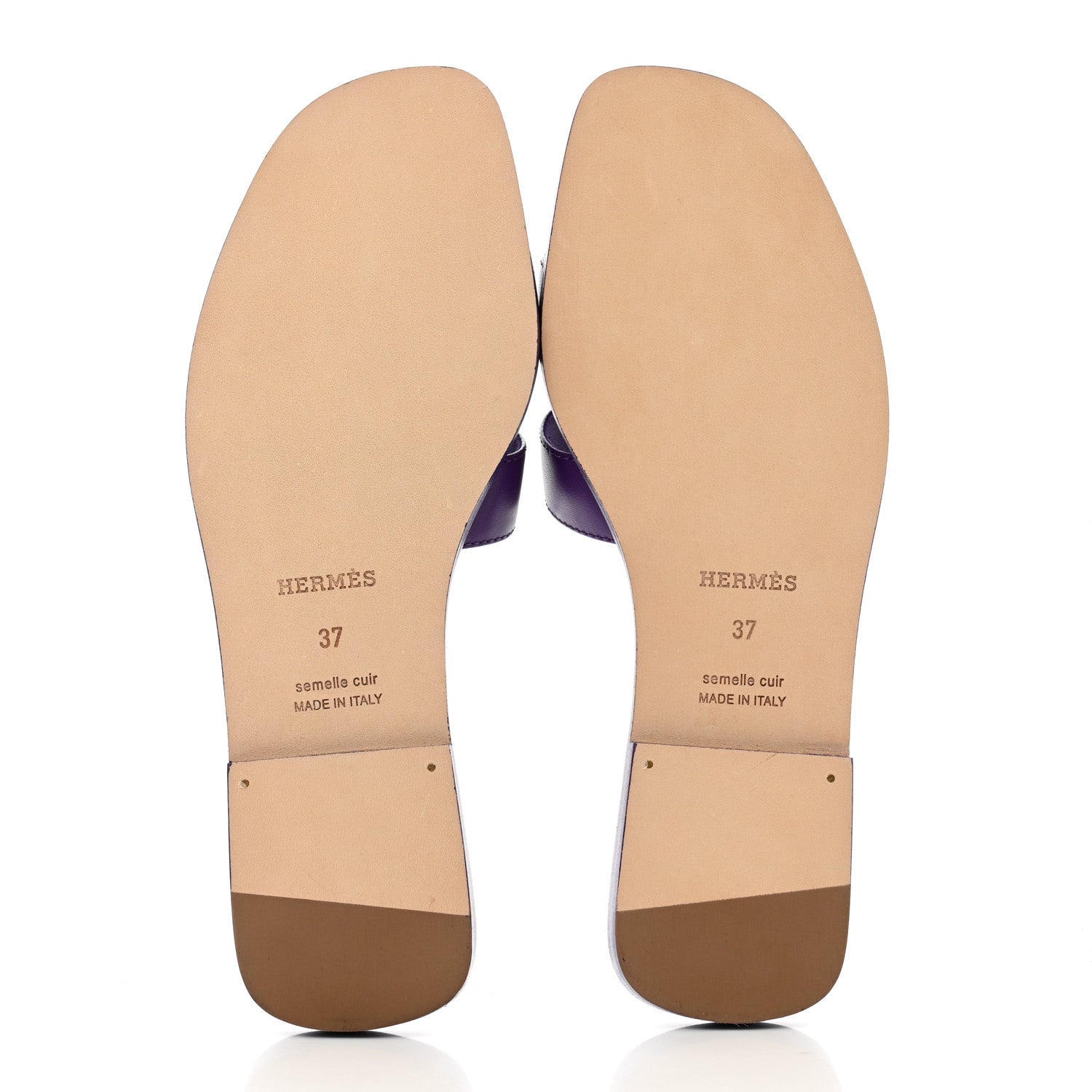 Hermes Calfskin Oran Sandals 37 Violet Majorette 5 of 8
