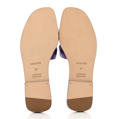 Hermes Calfskin Oran Sandals 37 Violet Majorette 5 of 8