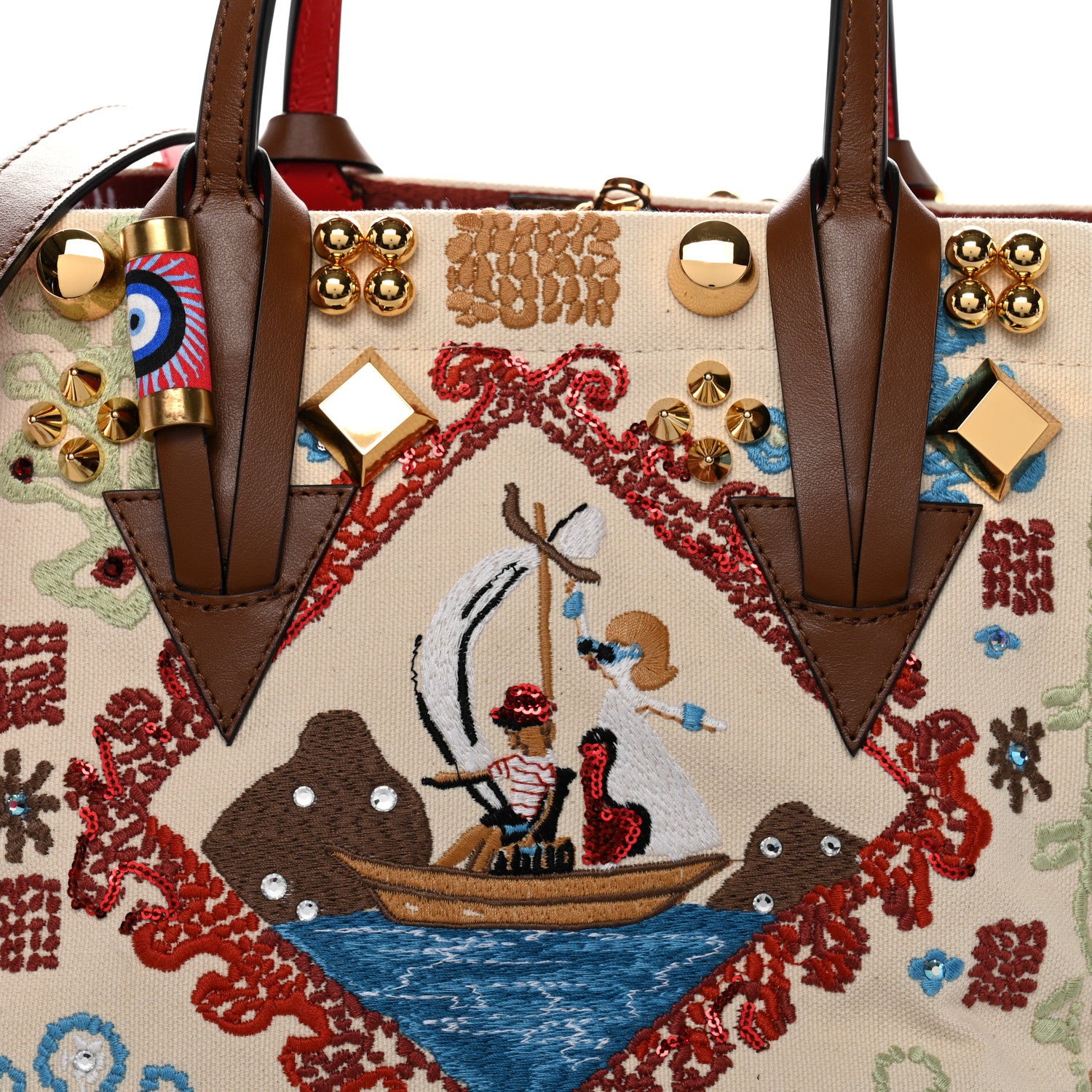 Christian Louboutin ベージュ パーティーバッグ Bettina - Clutch - Diamond-shaped laminated lamb nappa leather