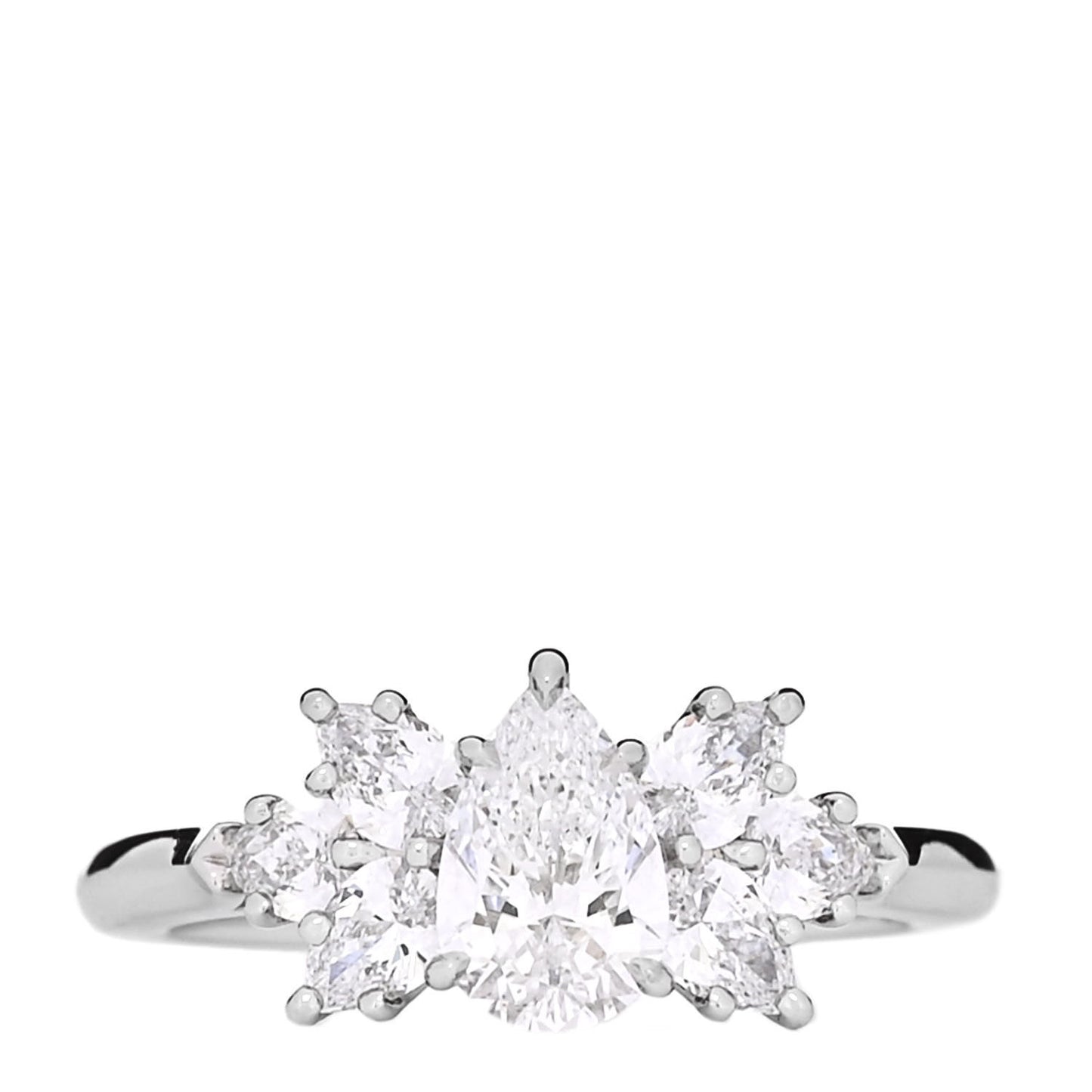 Platinum Diamond .57ct Pear Cluster Engagement Ring 47 4.25