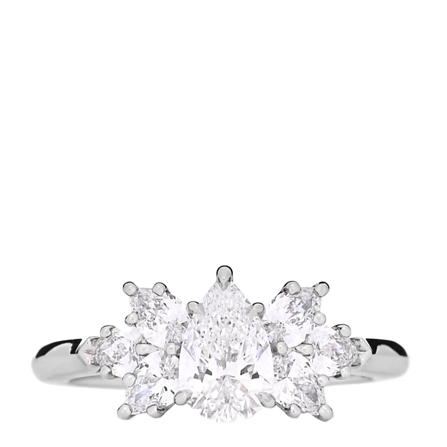 Harry Winston Platinum Diamond .57ct Pear Cluster Engagement Ring 47 4.25 1 of 6