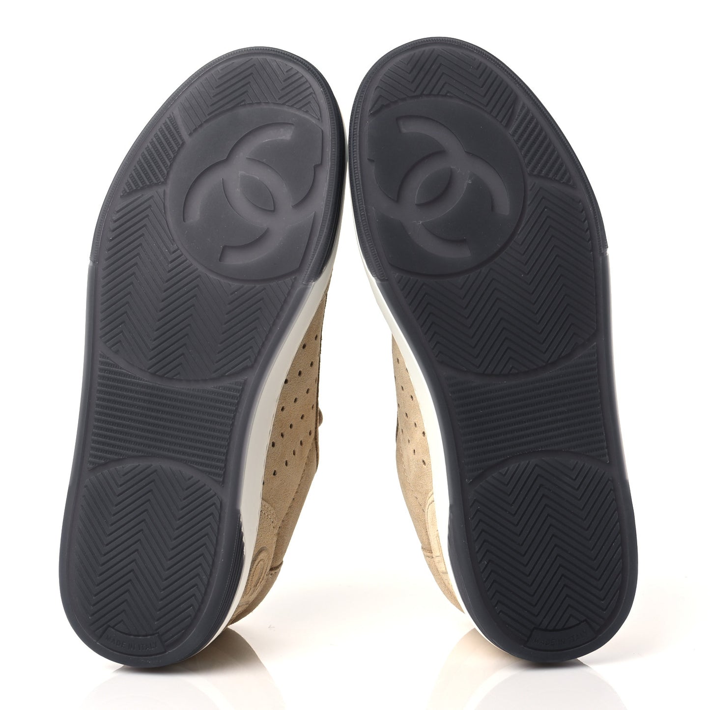 Suede Calfskin Logo Sneakers 37.5 Beige