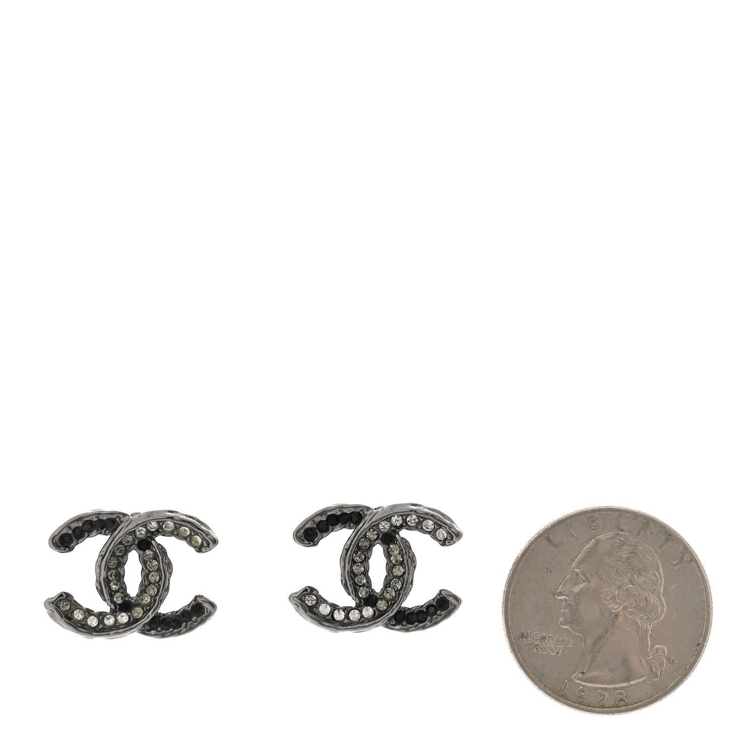 Chanel Ruthenium Crystal CC Earrings Black 2 of 4