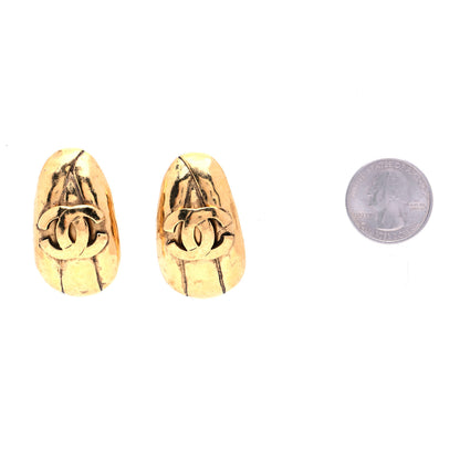 Chanel Oval CC Clip On Earrings Gold 2 of 7
