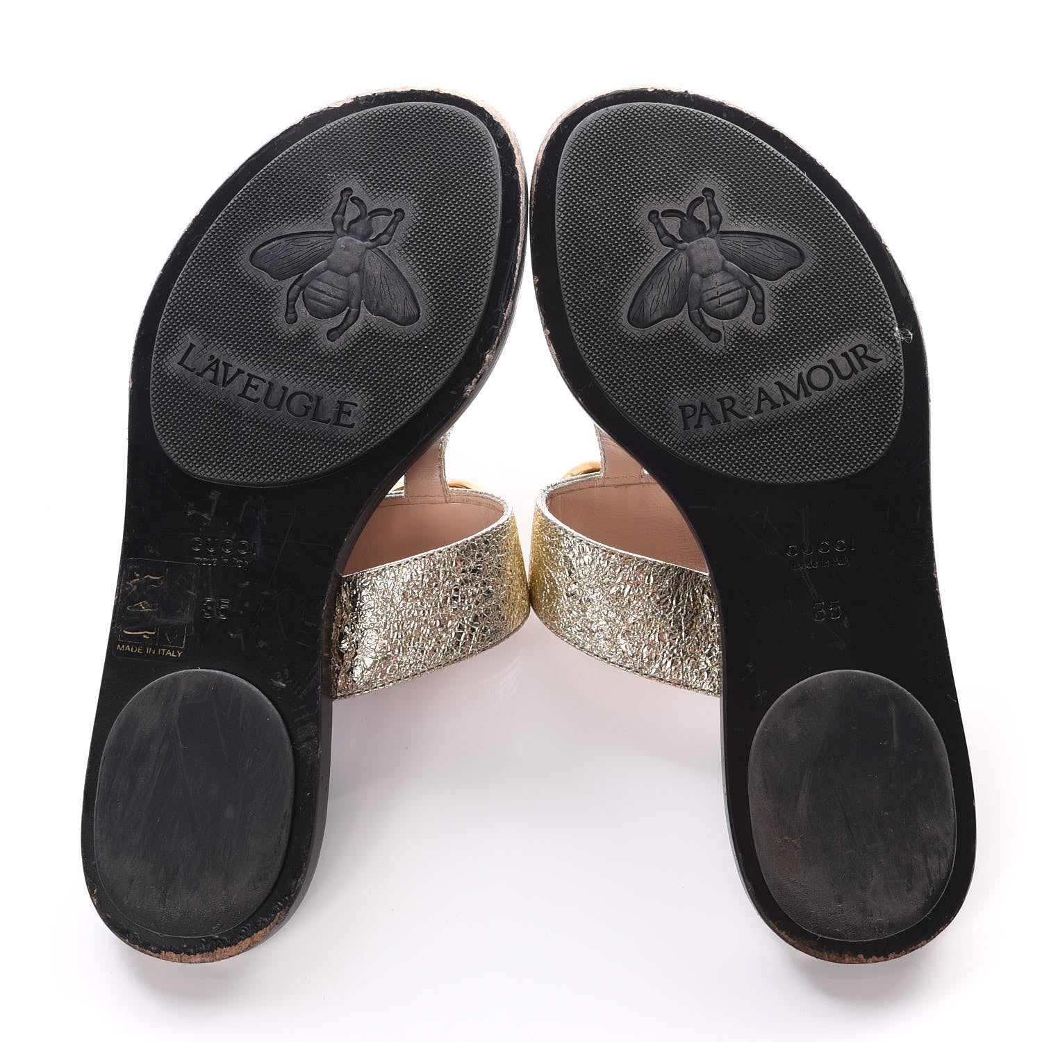 Gucci Nappa Silk Galassia GG Marmont Thong Flat Sandals 35 Platino 5 of 8