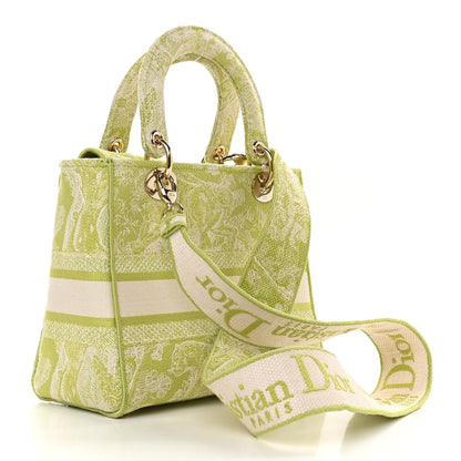 Christian Dior Canvas Toile De Jouy Reverse Embroidered Medium Lady D-Lite Green 3 of 9