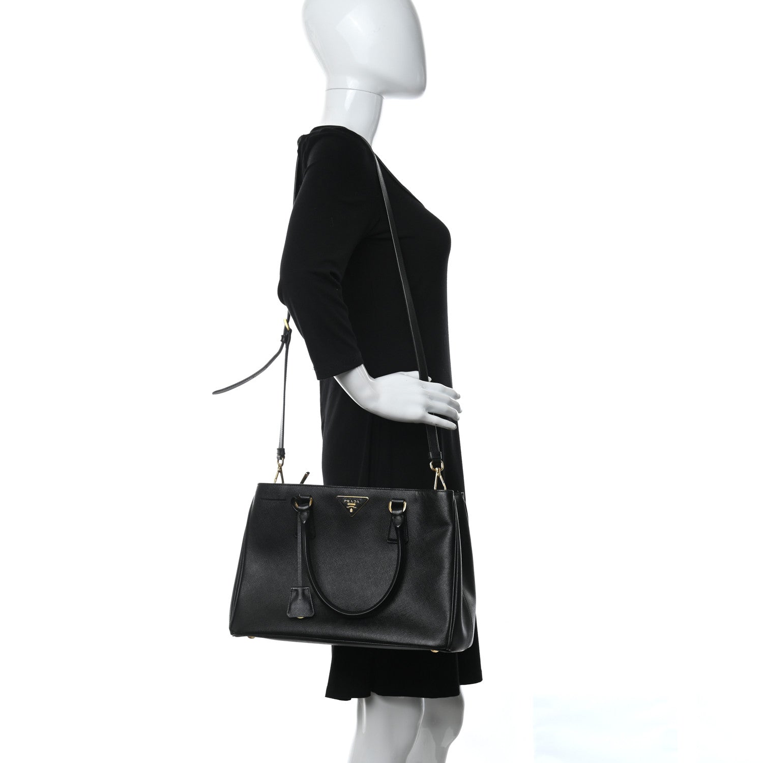 Prada Saffiano Medium Galleria Double Zip Tote Black 2 of 9