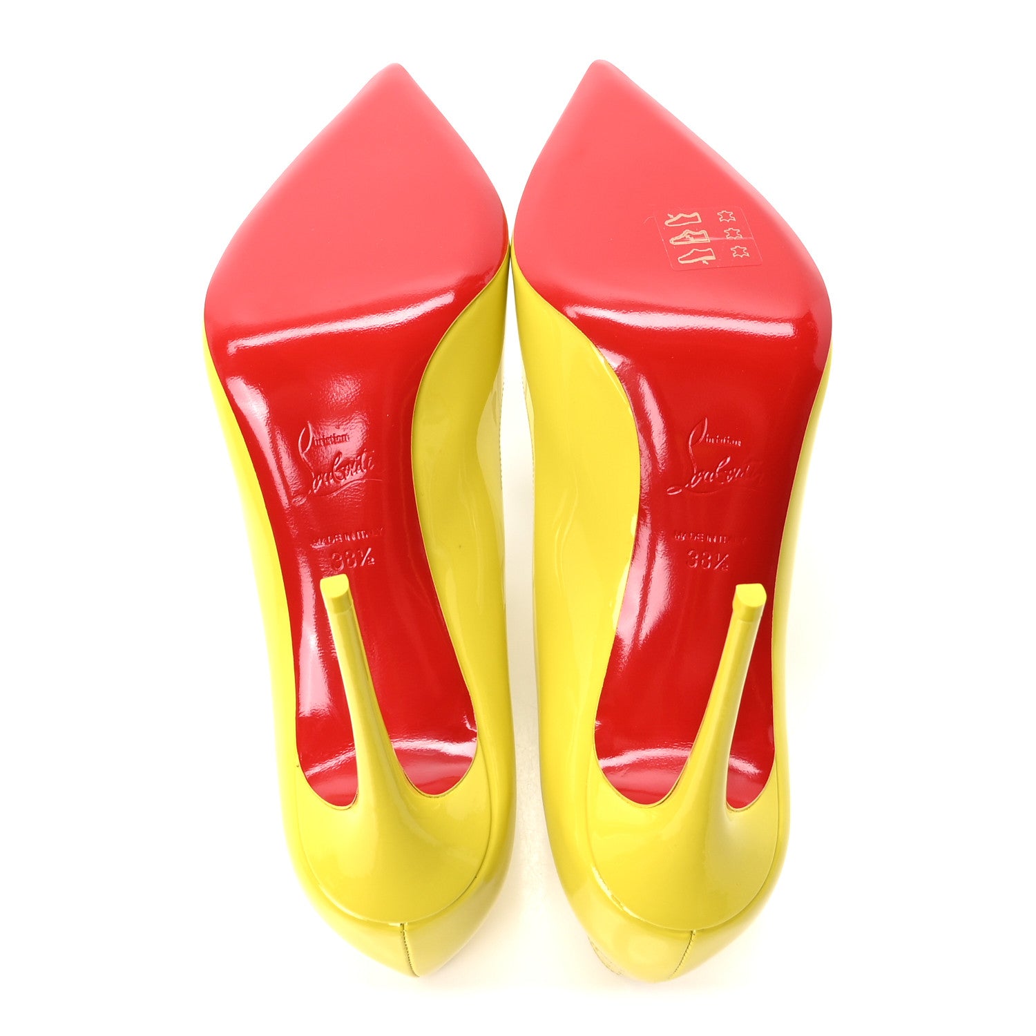 Christian Louboutin Patent Fluo Hot Chick 100 Pumps 38.5 Citrus