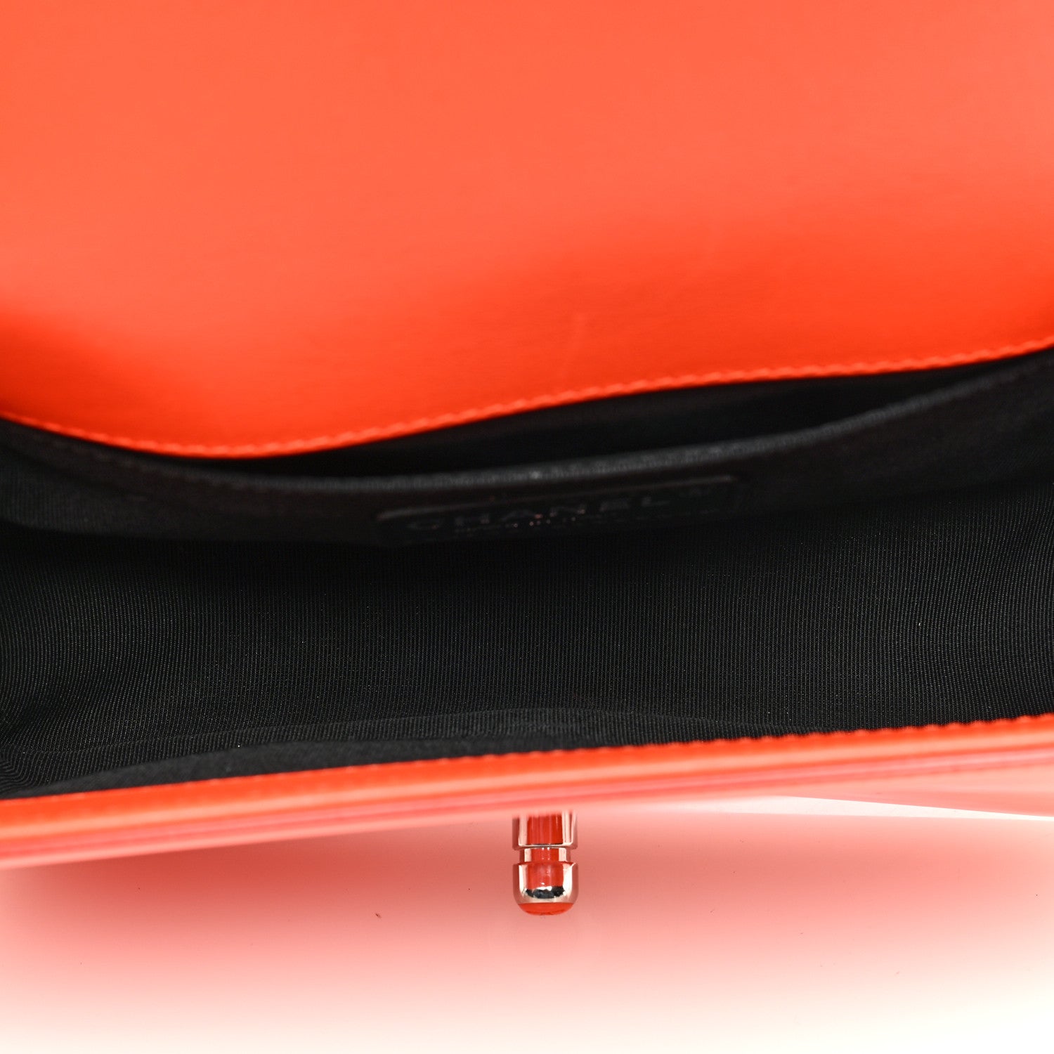Chanel Patent Calfskin Quilted Small Plexiglass Boy Flap Orange 5 of 13