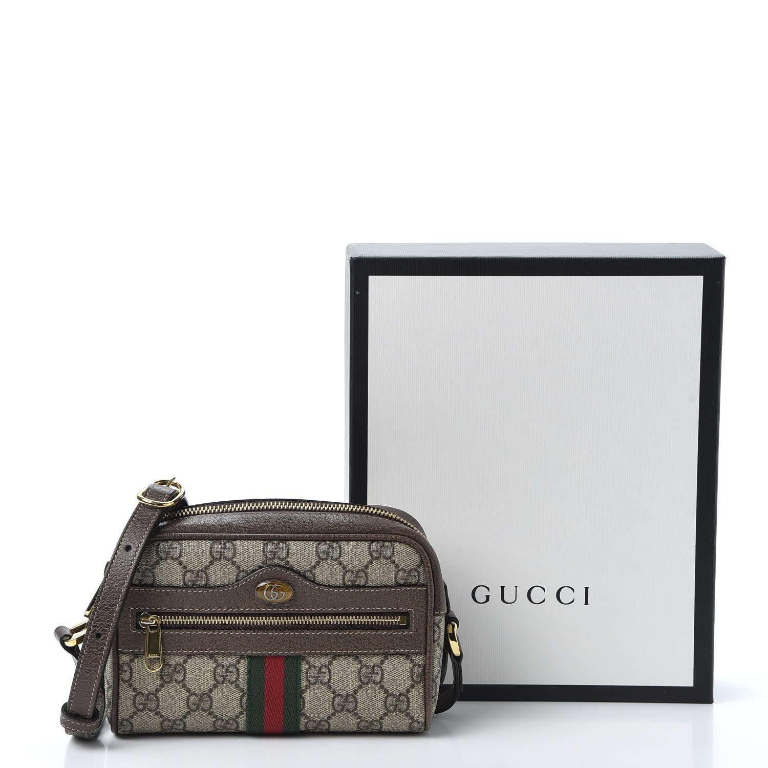 Gucci GG Supreme Monogram Web Mini Ophidia Shoulder Bag Brown 10 of 10