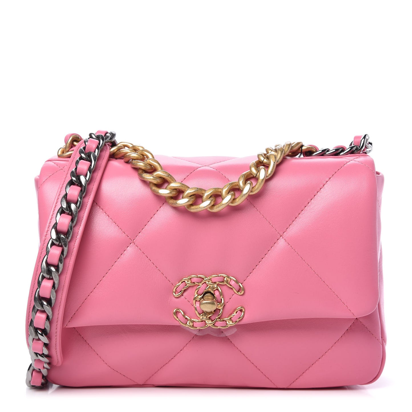 Lambskin Quilted Medium Chanel 19 Flap Pink