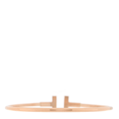 Tiffany 18K Rose Gold Diamond T Wire Bracelet 2 of 3