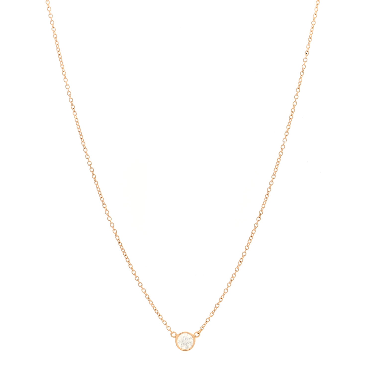 Tiffany 18K Rose Gold Diamond .25ct Elsa Peretti Diamonds by the Yard Pendant Necklace 1 of 4