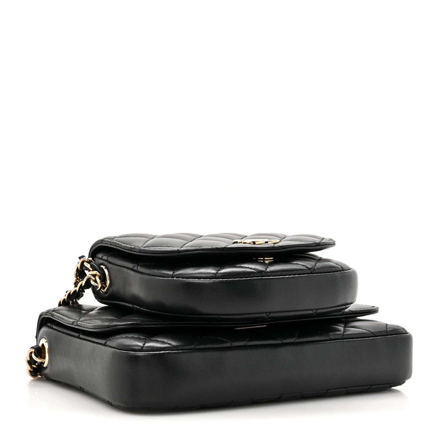 Lambskin Quilted Side Packs Black