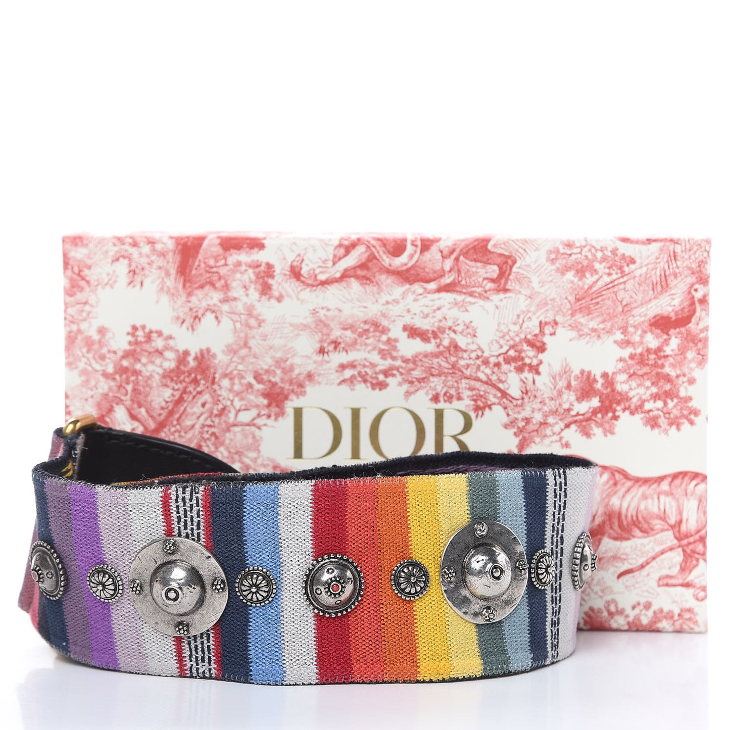 Canvas Embroidered Studded Rainbow Shoulder Strap