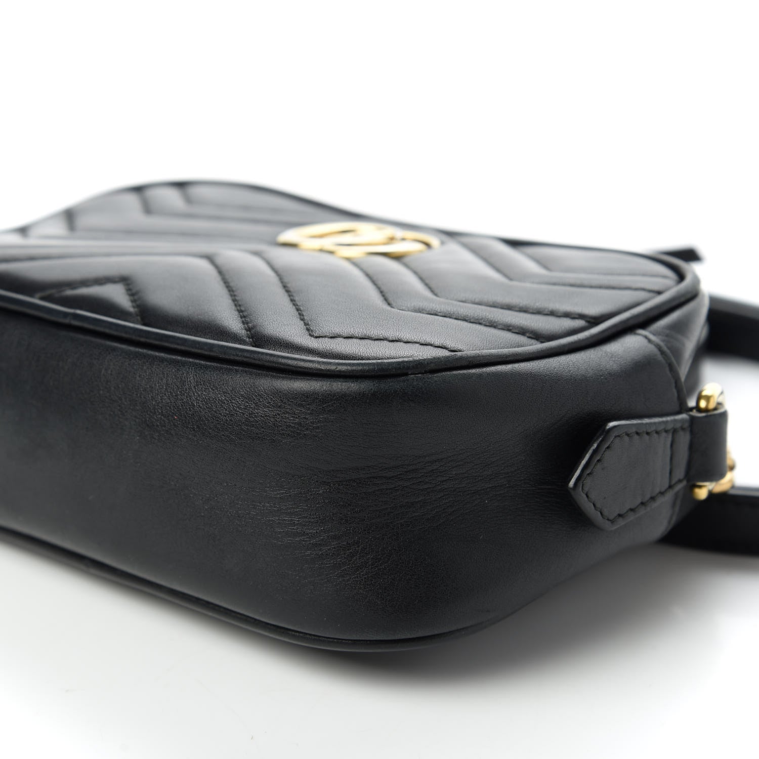 Gucci Calfskin Matelasse Mini GG Marmont Chain Shoulder Bag Black 7 of 12