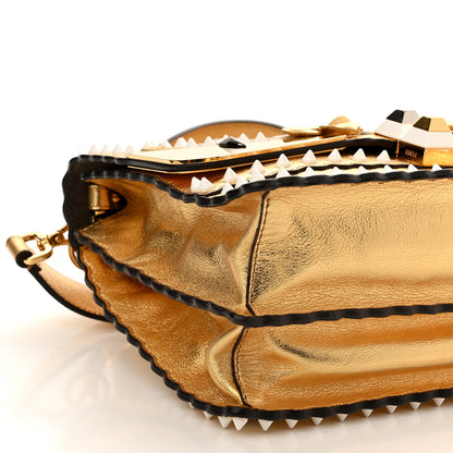Fendi Metallic Calfskin Wonder Monster Kan I Shoulder Bag Gold 6 of 10