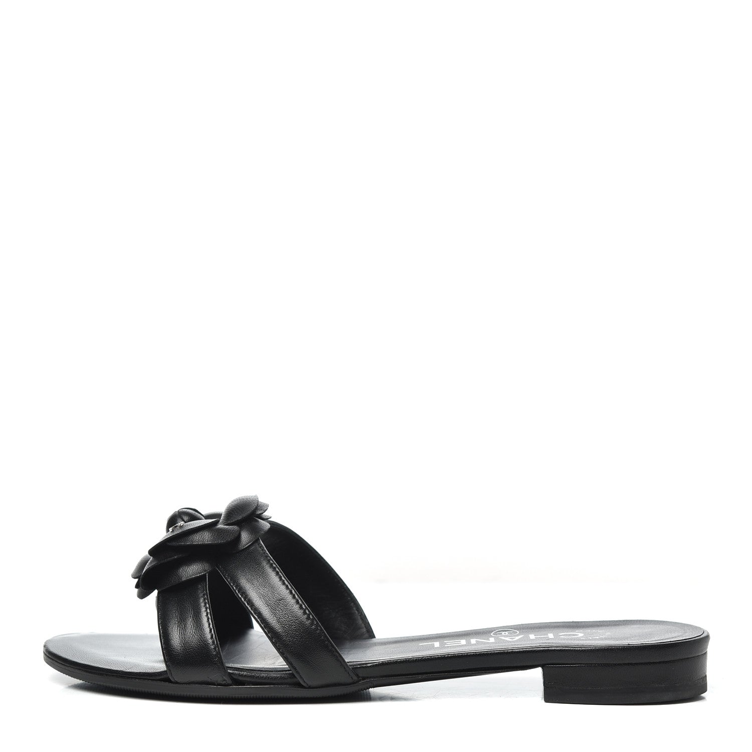 Chanel Lambskin Camellia Sandal Mules 35 Black 1 of 14