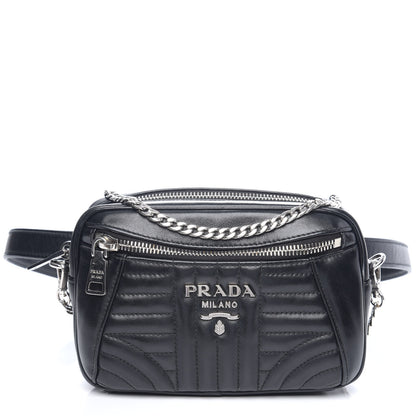 Prada Soft Calfskin Impunture Diagramme Belt Bag Black 1 of 8