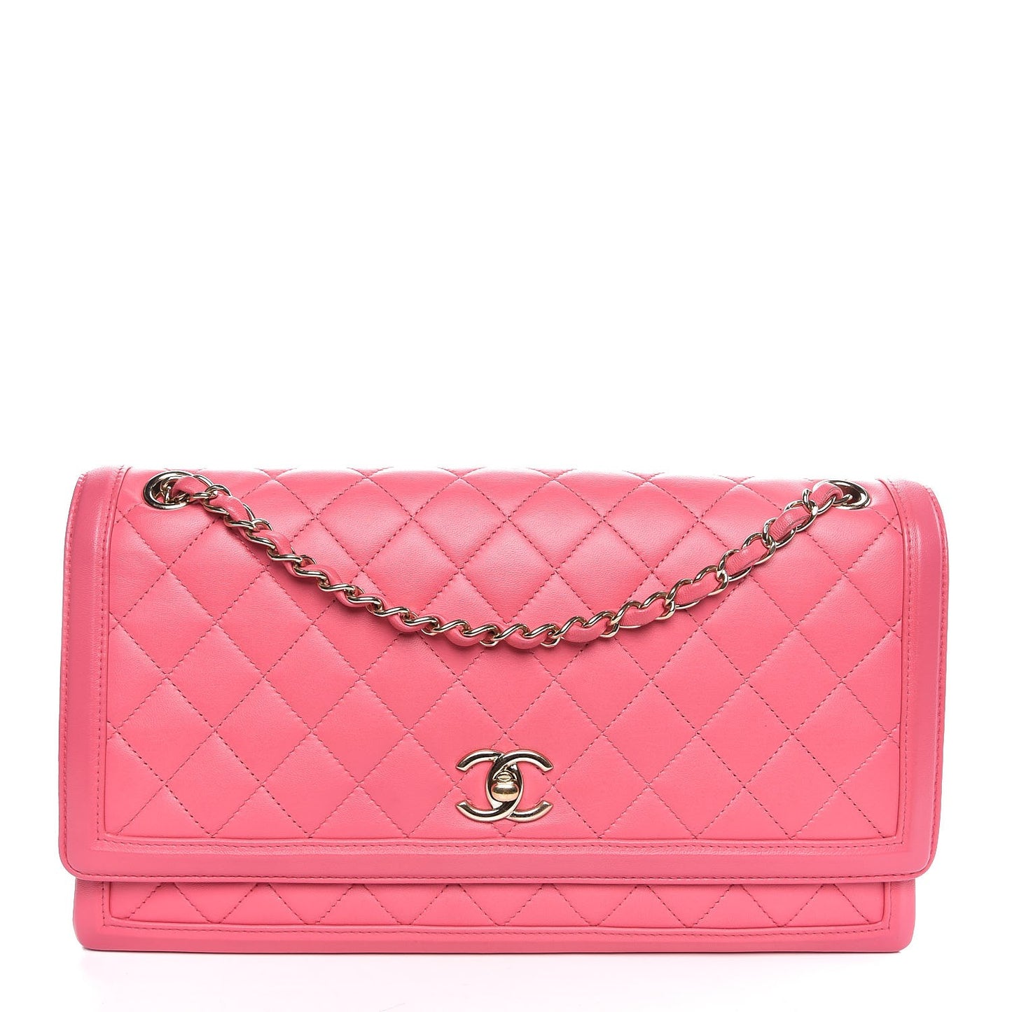 Lambskin Quilted 3 Pocket Flap Pink