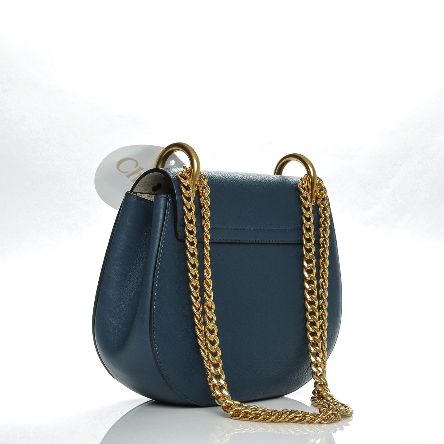 Grained Lambskin Drew Shoulder Bag Denim Blue