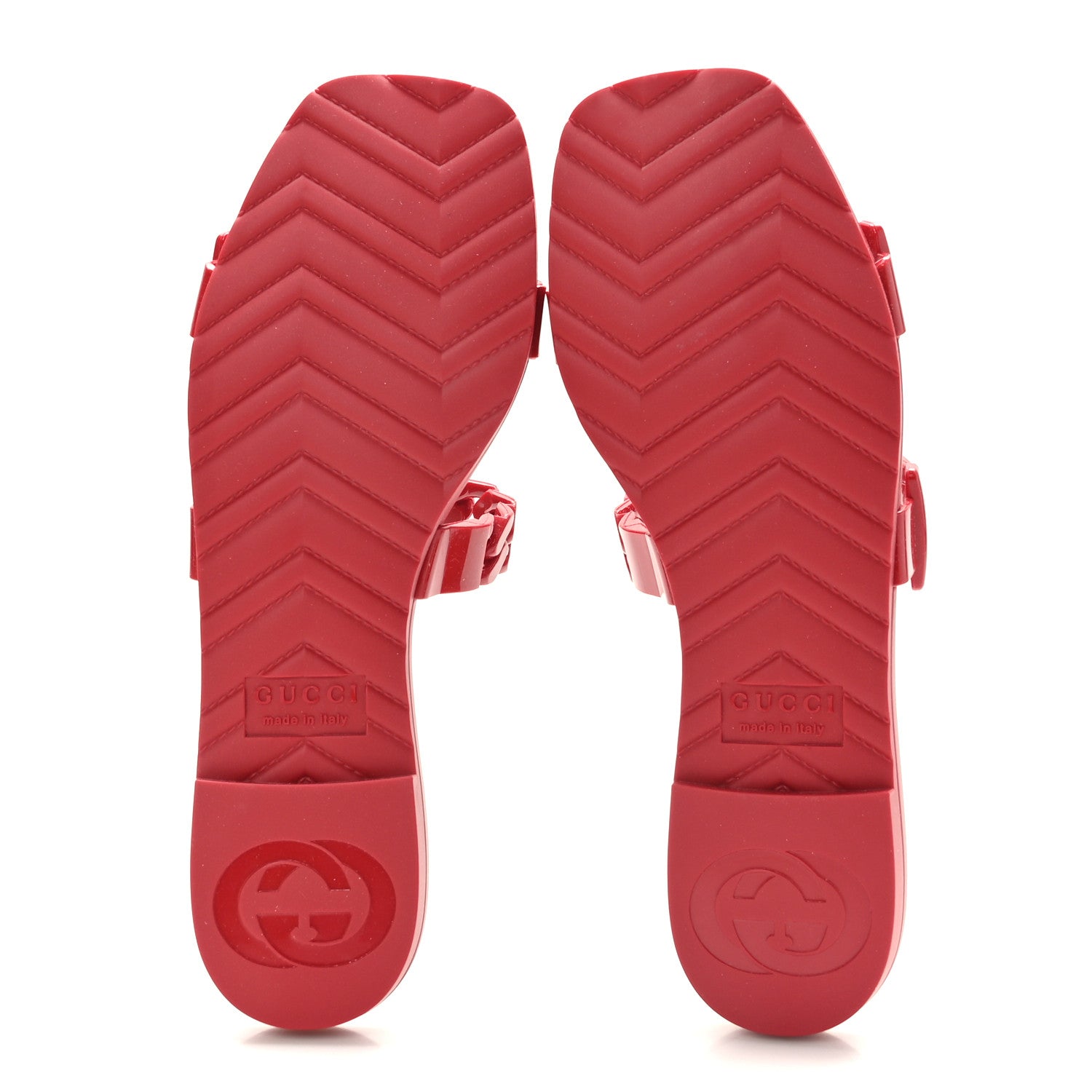 Gucci Rubber Womens Slide Sandals 36 Hibiscus Red 5 of 9