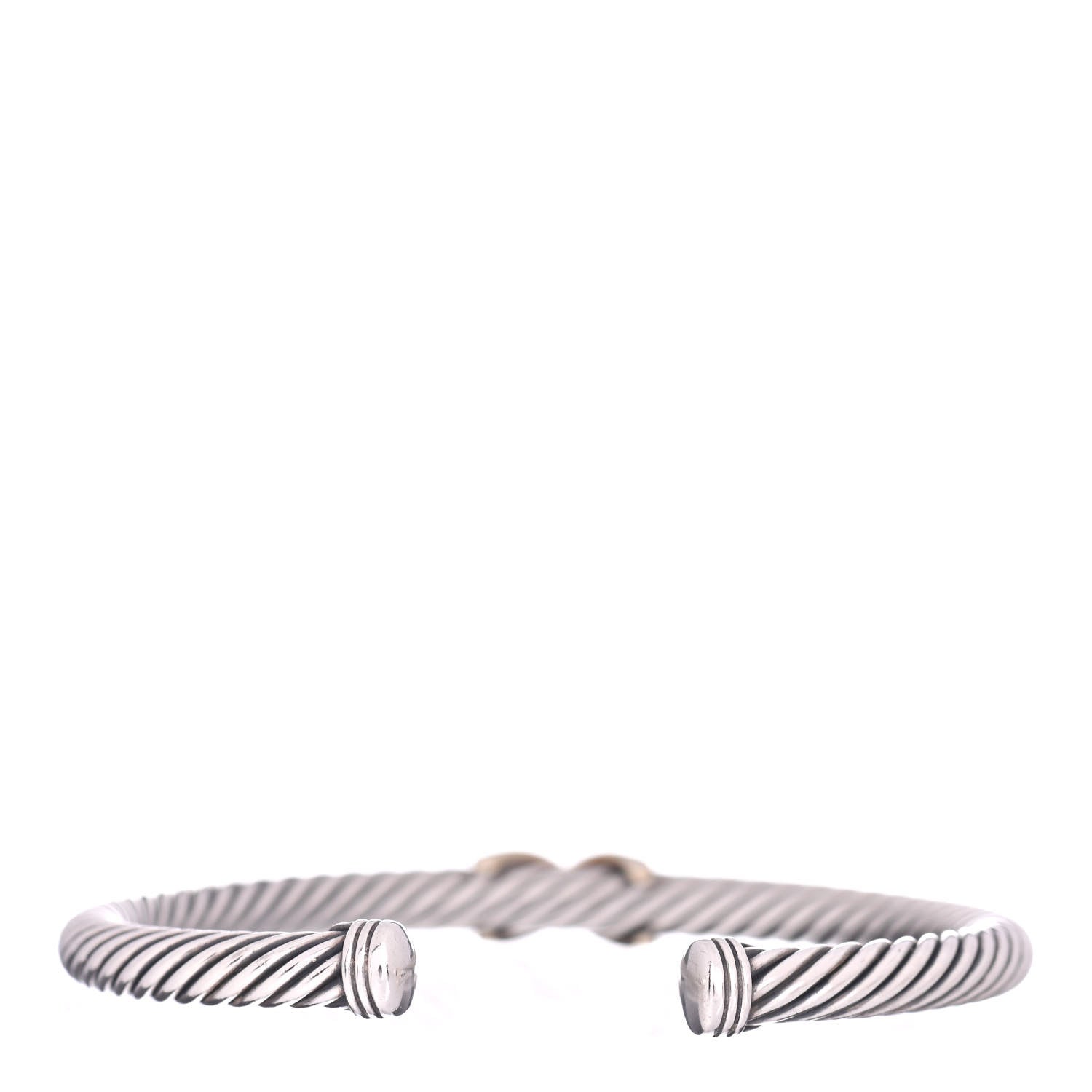 David Yurman Sterling Silver 14K Yellow Gold 5mm X Station Cable Bracelet 3 of 4