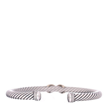 David Yurman Sterling Silver 14K Yellow Gold 5mm X Station Cable Bracelet 3 of 4