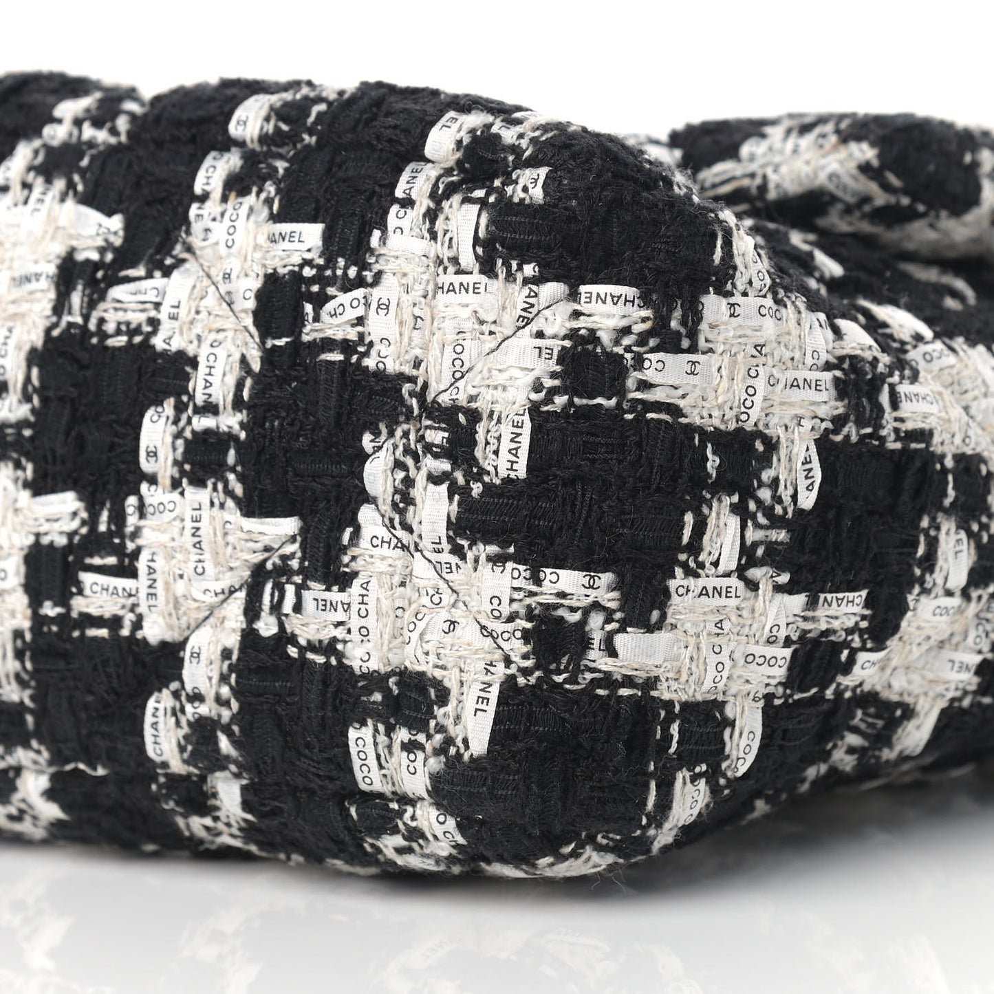 Tweed Quilted Large Chanel 19 Flap Black Ecru White
