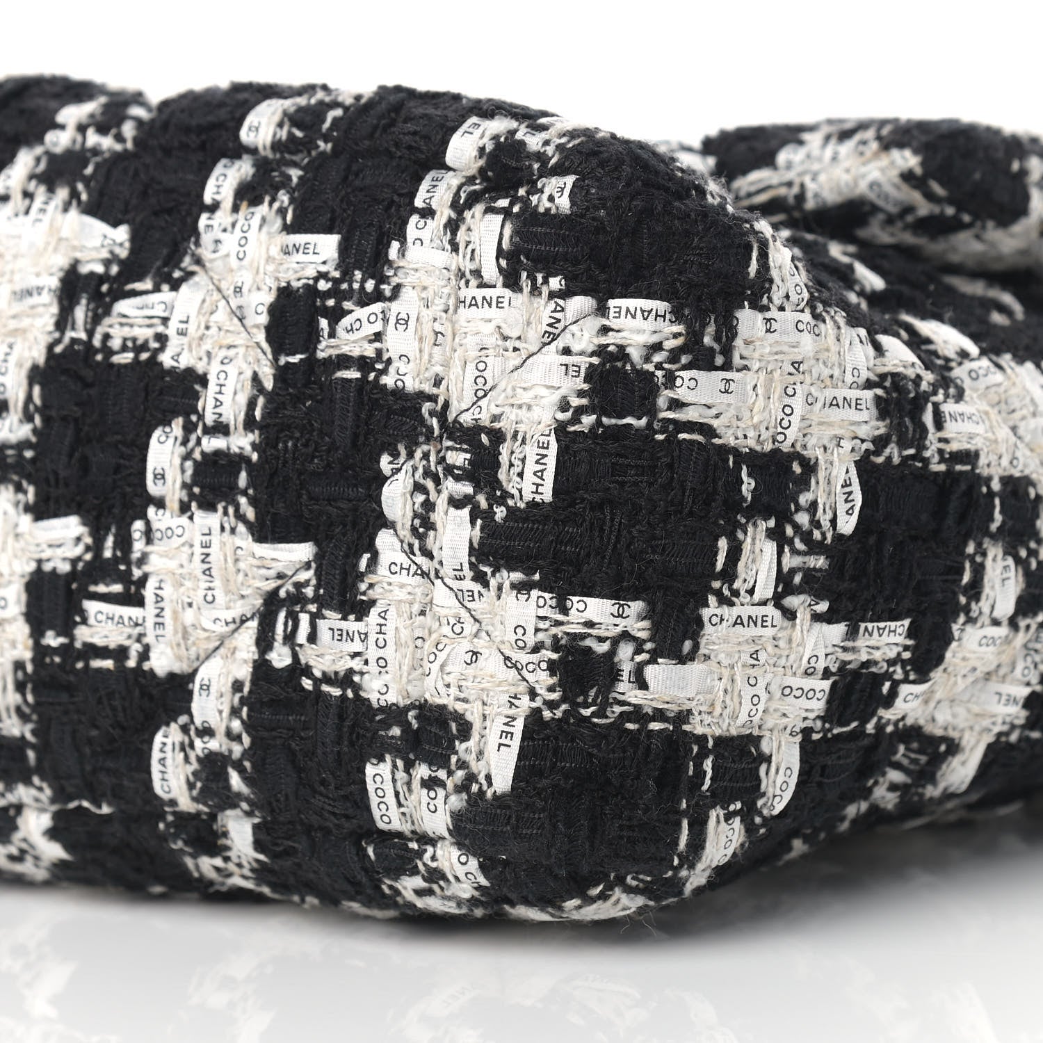 Chanel Tweed Quilted Large Chanel 19 Flap Black Ecru White 9 of 9