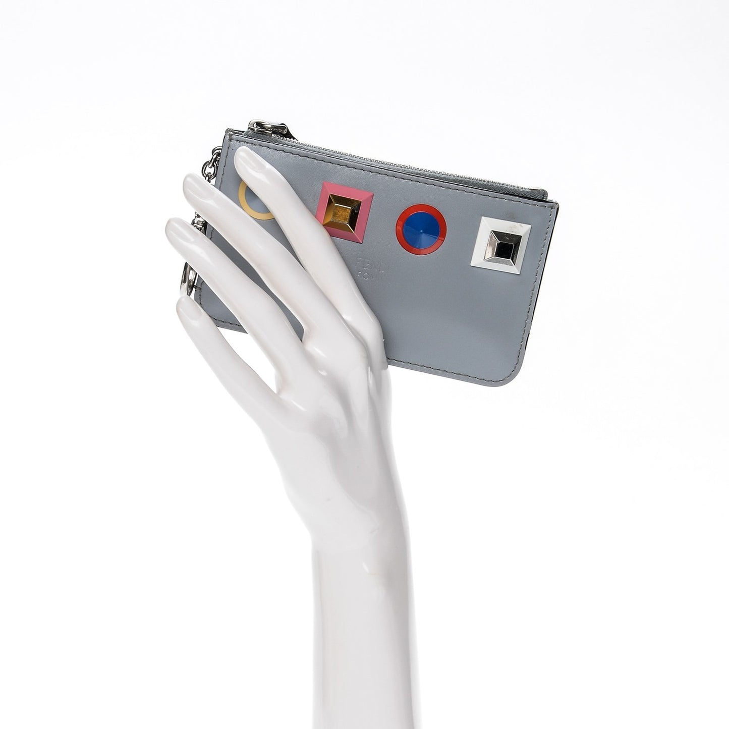 Vitello Liberty Studded Coin Pouch Key Case Ardesia Multicolor