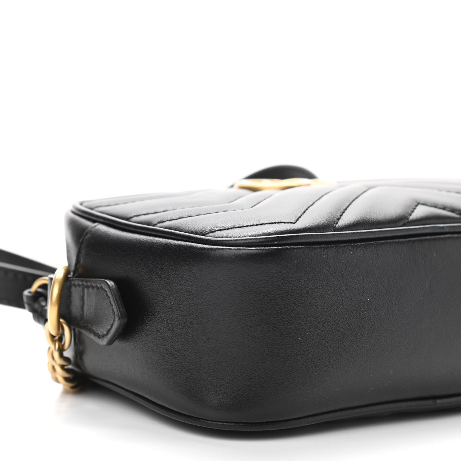 Gucci Calfskin Matelasse Mini GG Marmont Chain Shoulder Bag Black 5 of 10