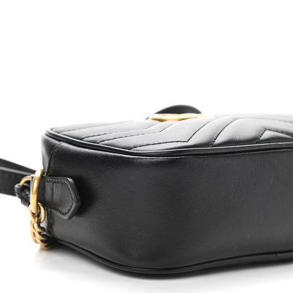 Gucci Calfskin Matelasse Mini GG Marmont Chain Shoulder Bag Black 5 of 10