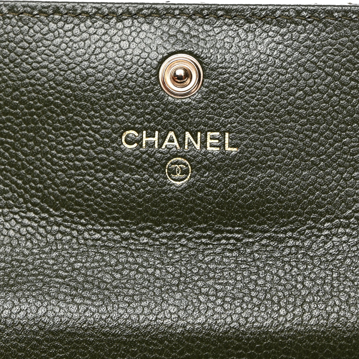 Chanel Caviar Quilted Chain CC Flap Card Holder Khaki 7 of 9