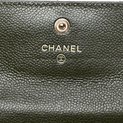 Chanel Caviar Quilted Chain CC Flap Card Holder Khaki 7 of 9