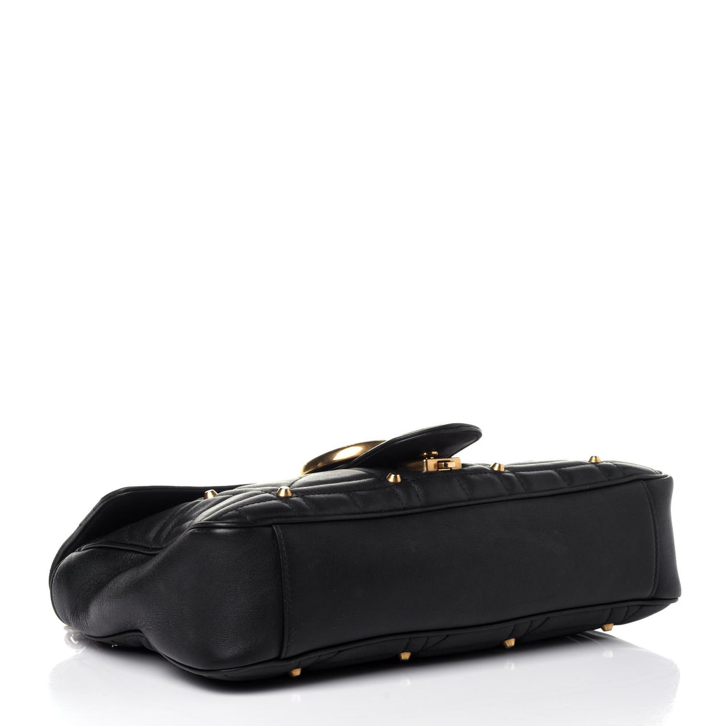 Calfskin Matelasse Studded Medium GG Marmont Shoulder Bag Black