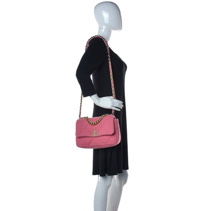 Chanel Metallic Tweed Quilted Medium Chanel 19 Flap Pink 2 of 9