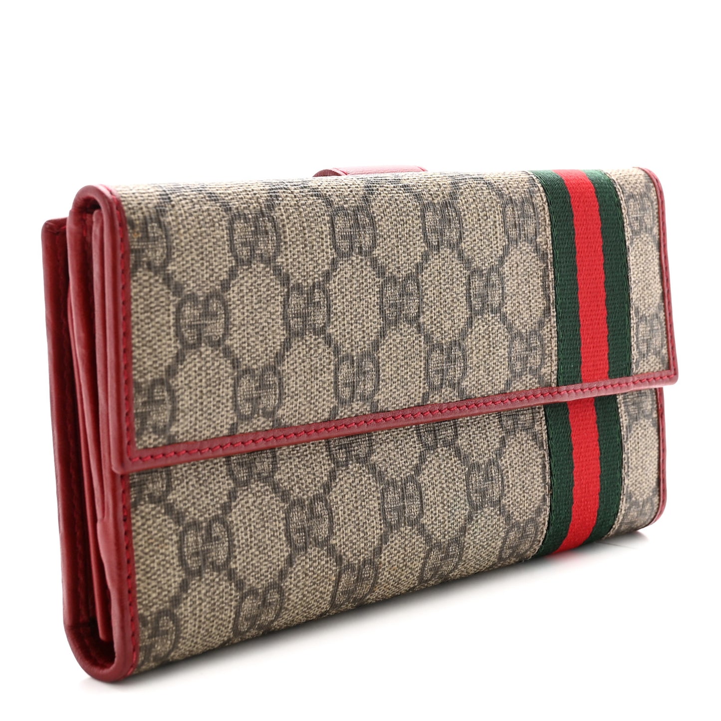 GG Supreme Monogram Web Continental Wallet Red