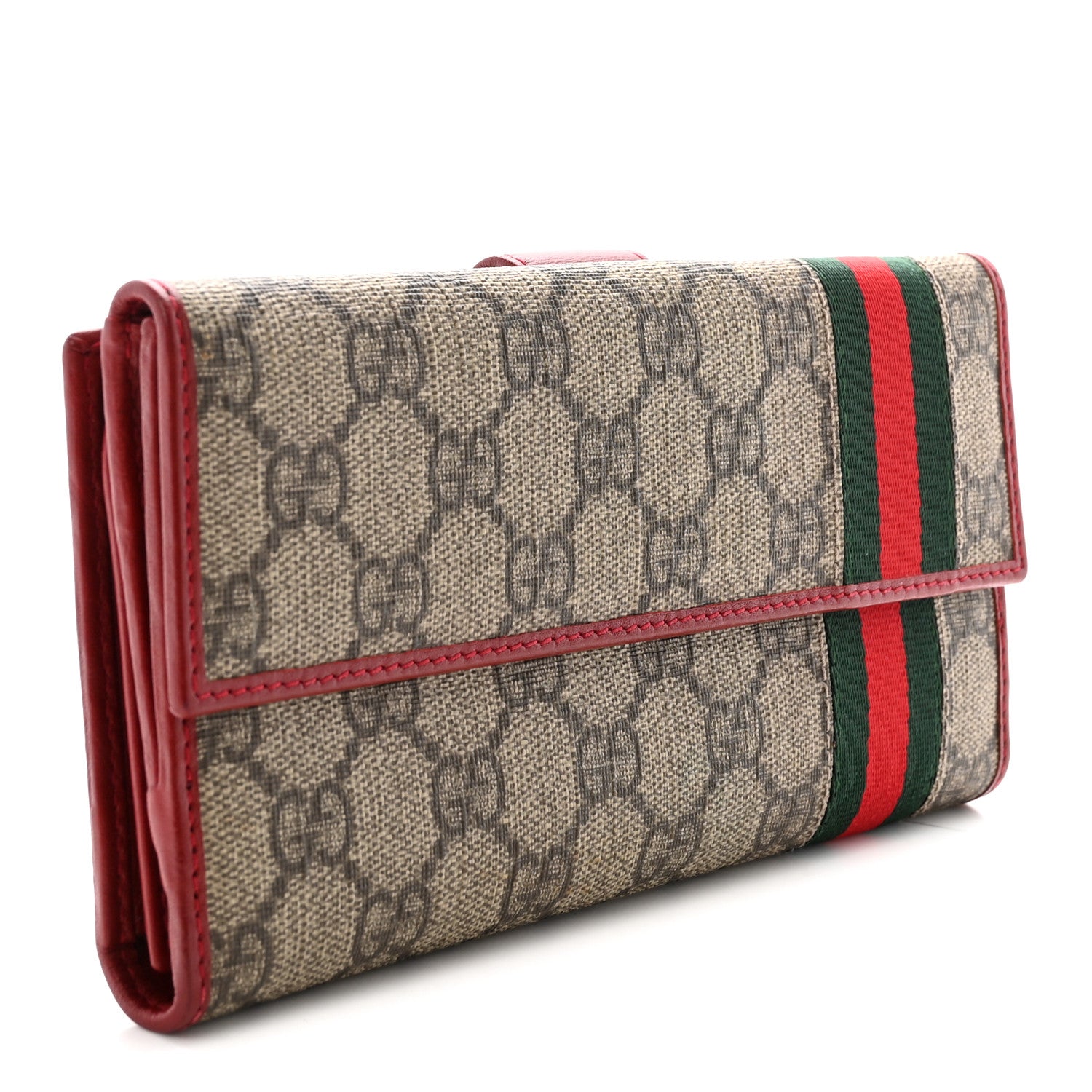 Gucci GG Supreme Monogram Web Continental Wallet Red 3 of 8