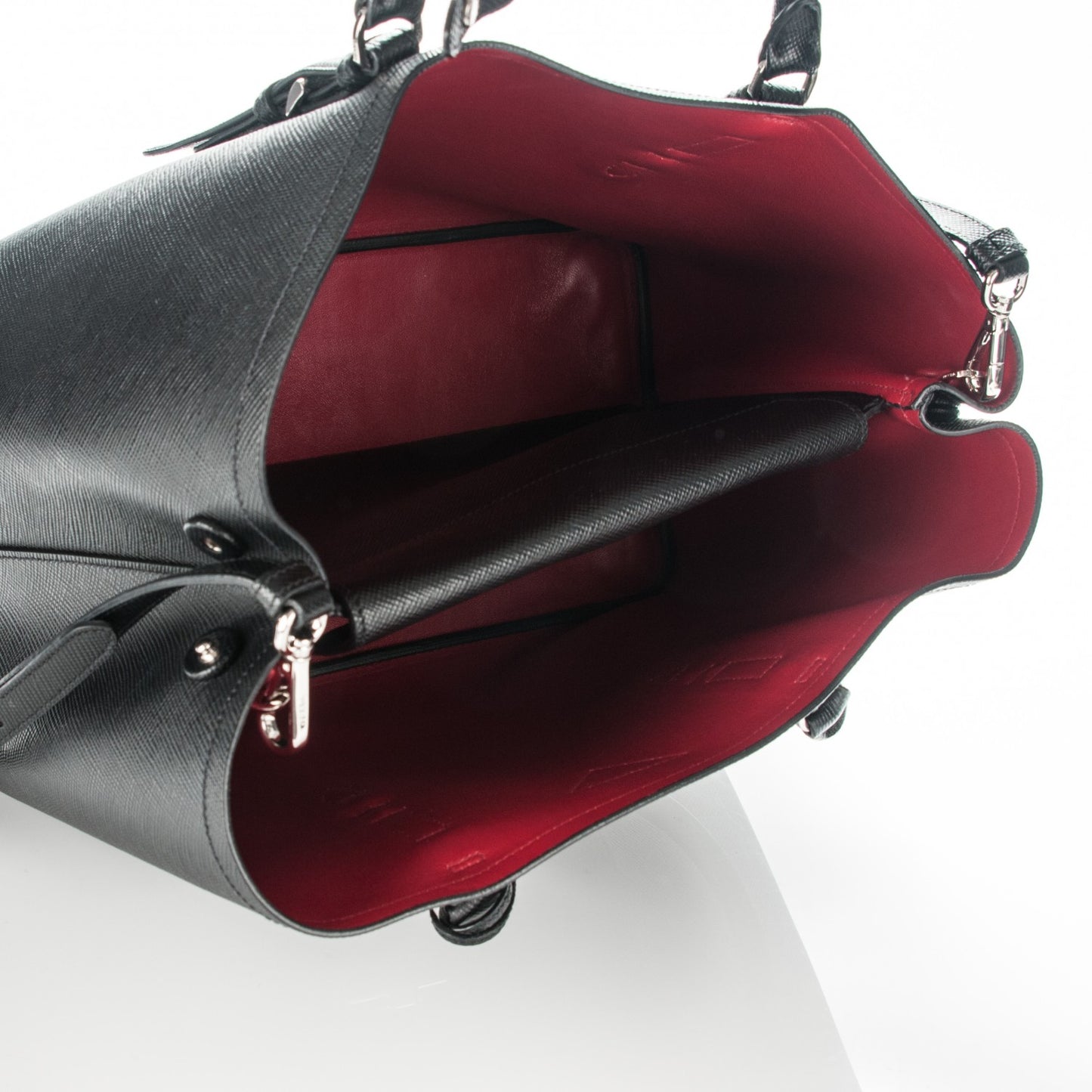 Saffiano Cuir Double Handle Tote Black Ciliegia