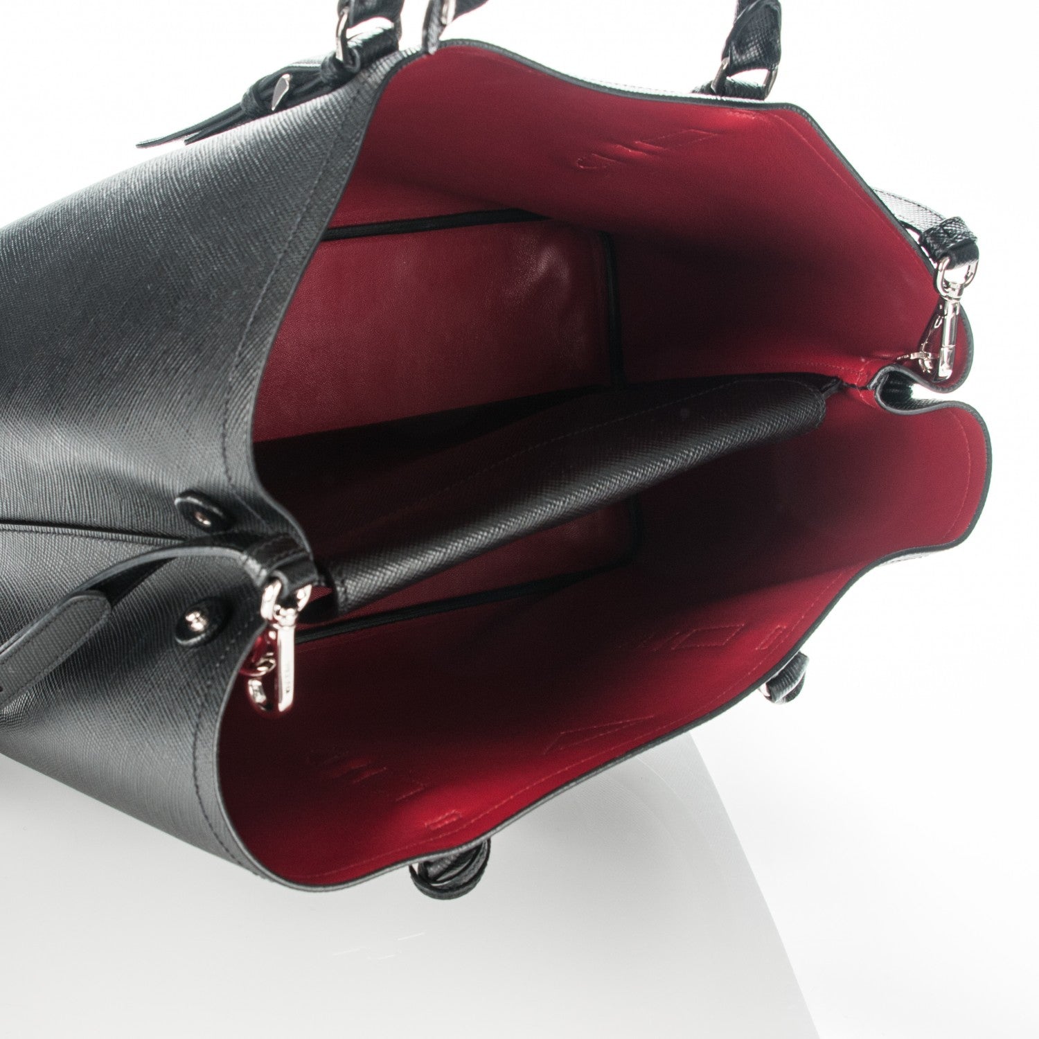 Prada Saffiano Cuir Double Handle Tote Black Ciliegia 5 of 6