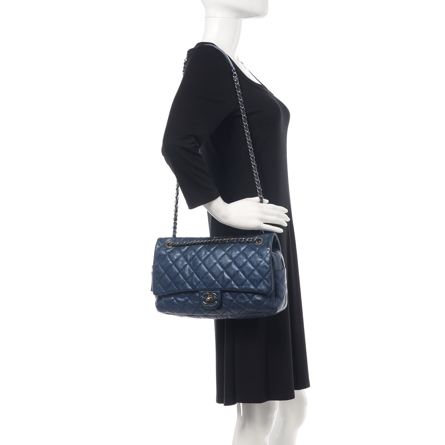 Chanel Iridescent Caviar Quilted Large Chic Flap Blue 2 of 15