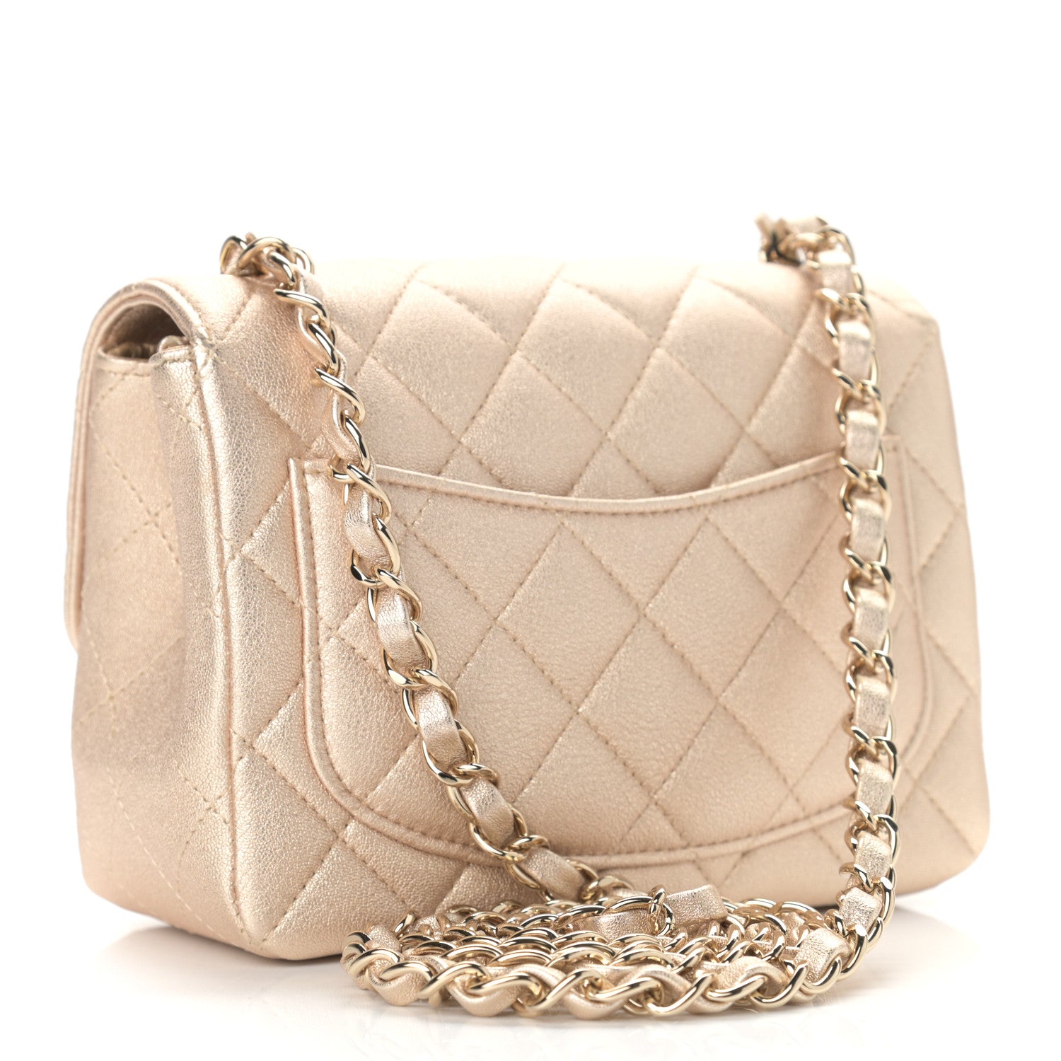 Chanel Metallic Lambskin Quilted Mini Square Flap Gold 2 of 8