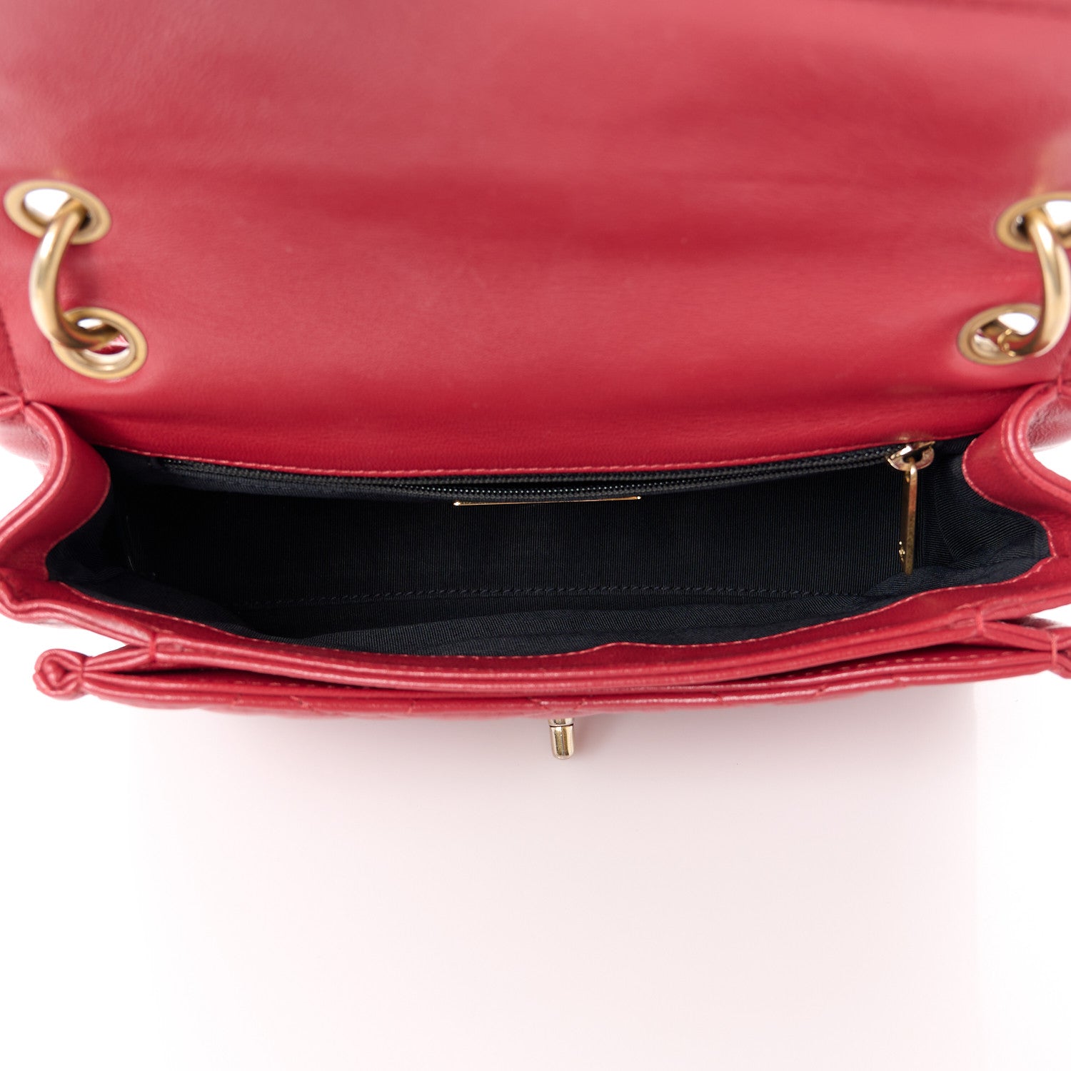 Chanel Lambskin Quilted Small Chain Link Flap Bag Red 5 of 13