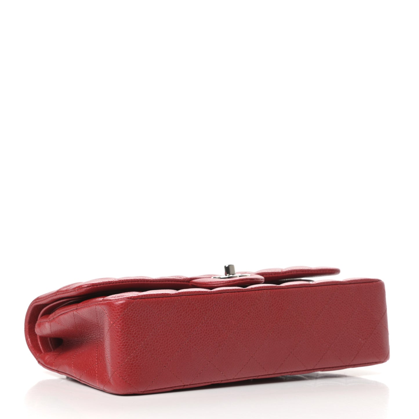 Caviar Quilted Medium Double Flap Dark Red