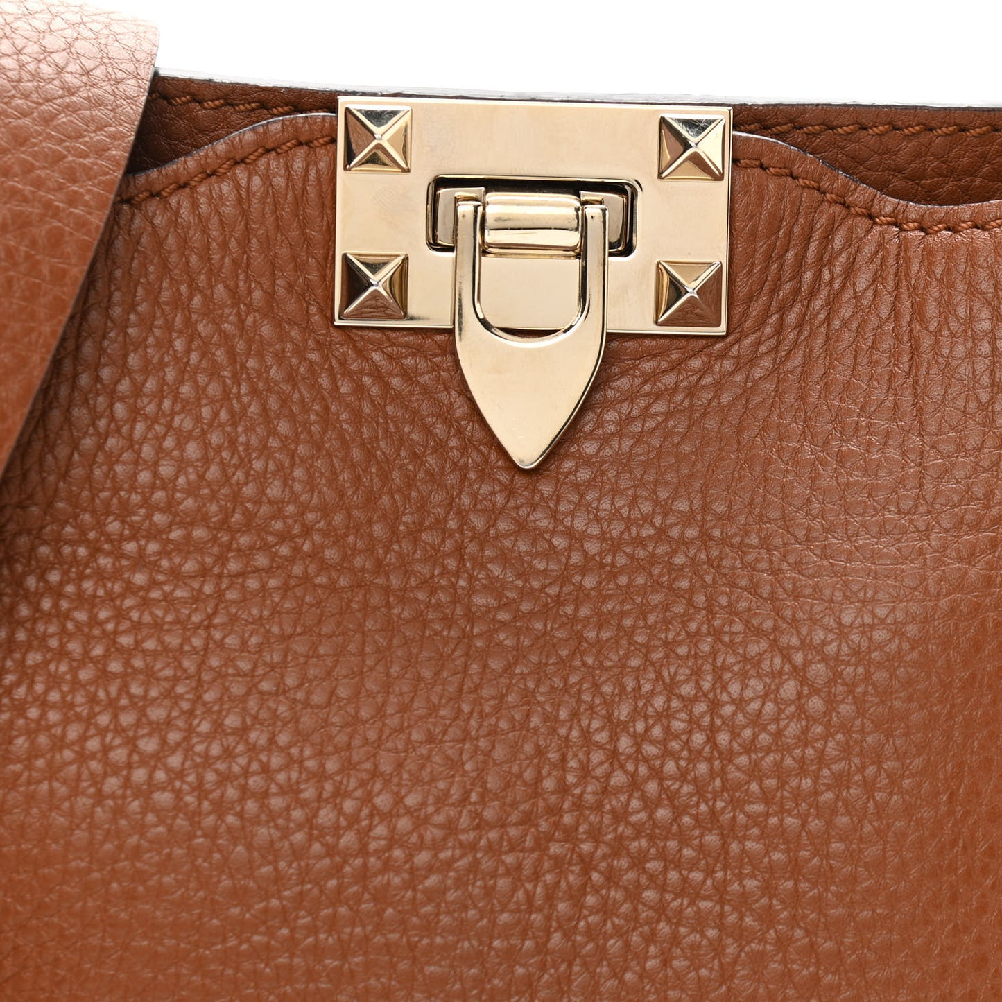 Pebbled Calfskin Mini Rockstud Flip-Lock Messenger Bag Light Cuir