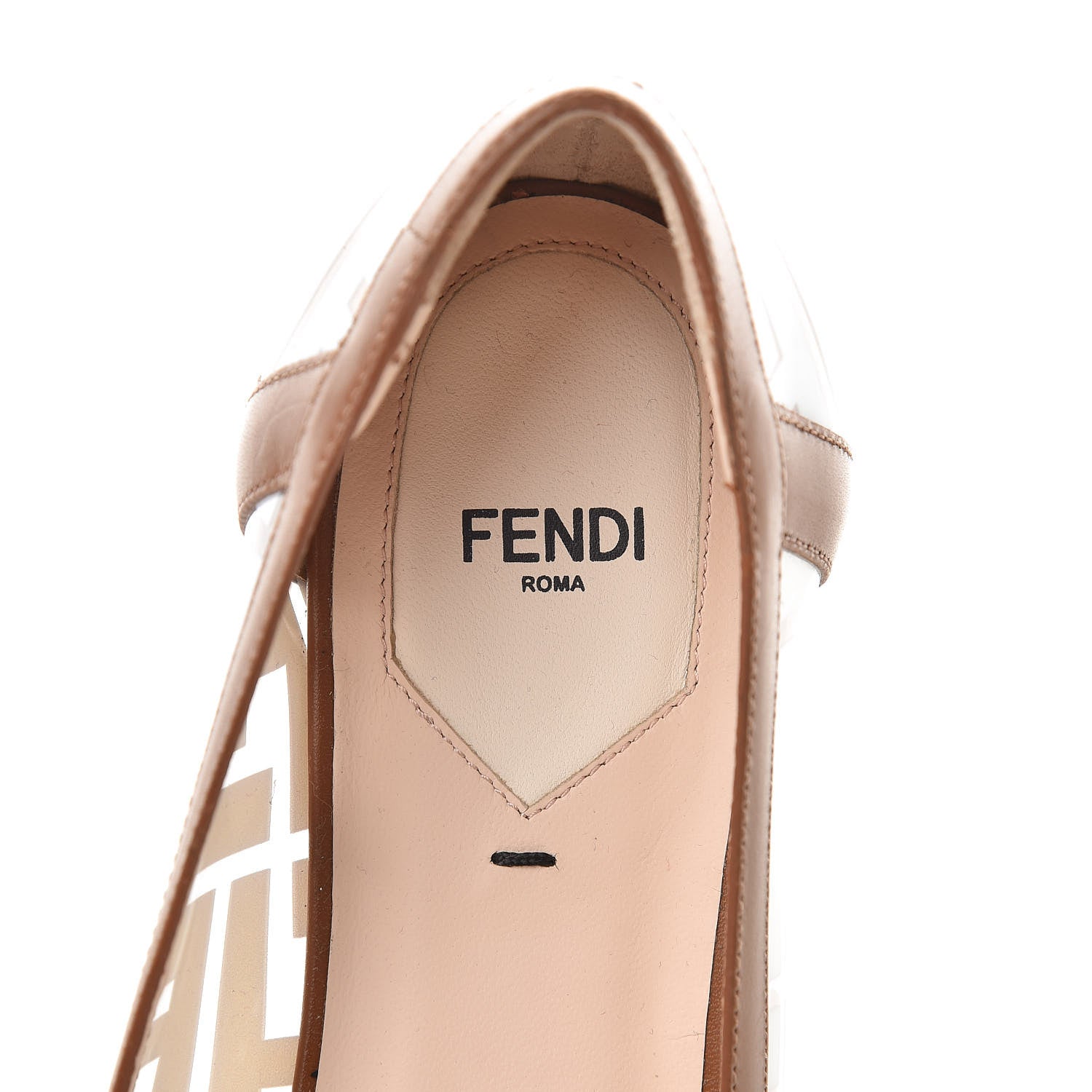 Fendi PVC Calfskin FF Colibri Ballerina Flats 38.5 White Cuoio 5 of 8