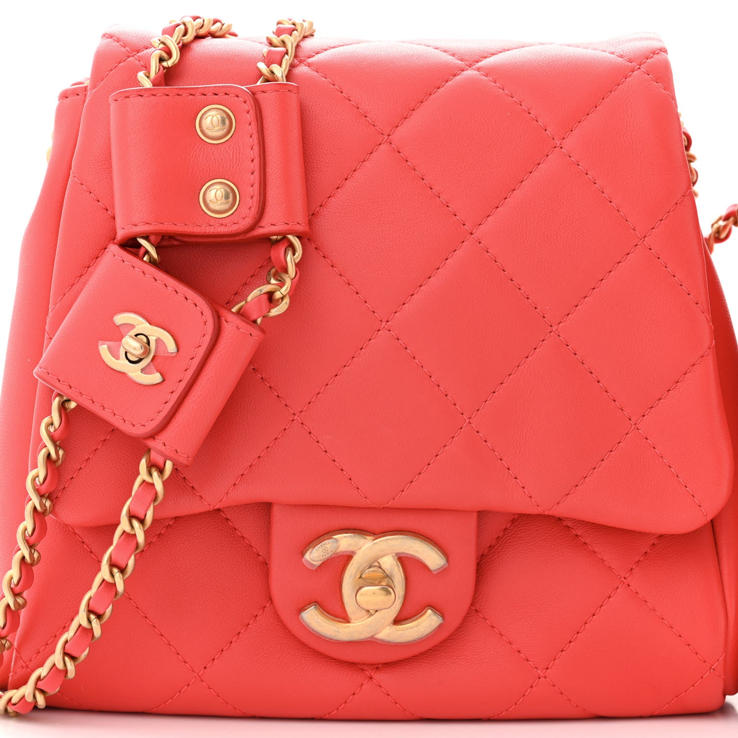 Chanel Lambskin Quilted Side-Packs Red 9 of 17