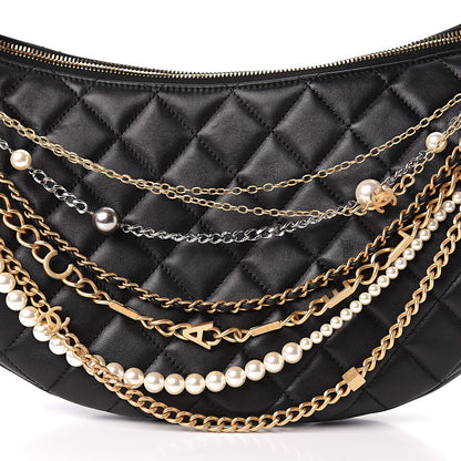 Chanel Lambskin Quilted All About Chains Hobo Black 11 of 11