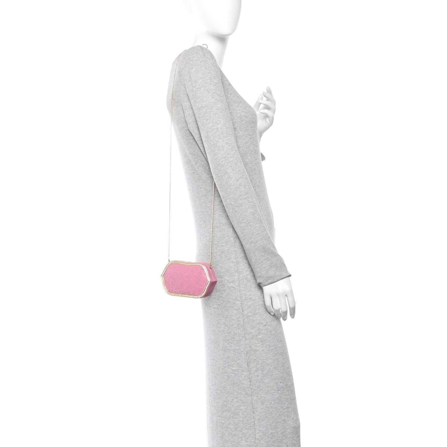 Judith Leiber Swarovski Crystal Minaudière Clutch Pink 2 of 10